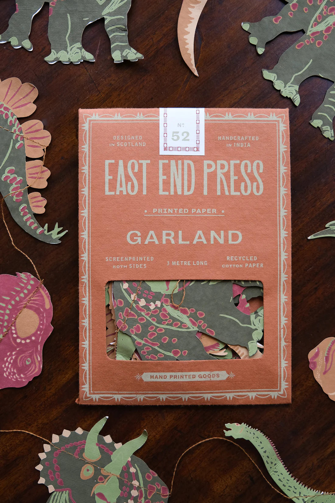 East End Press Sewn Dinosaurs Paper Garland