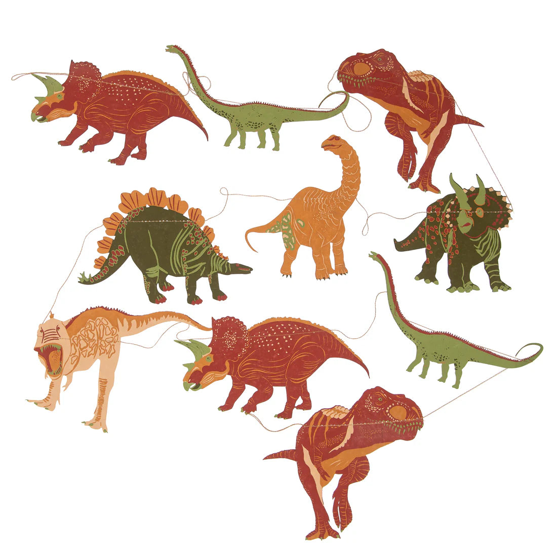 East End Press Sewn Dinosaurs Paper Garland