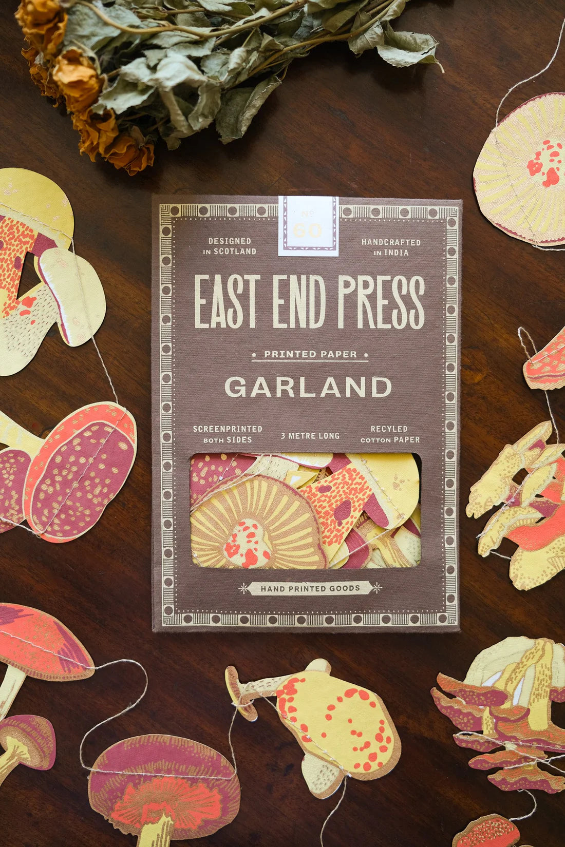 East End Press Sewn Mushrooms Paper Garland