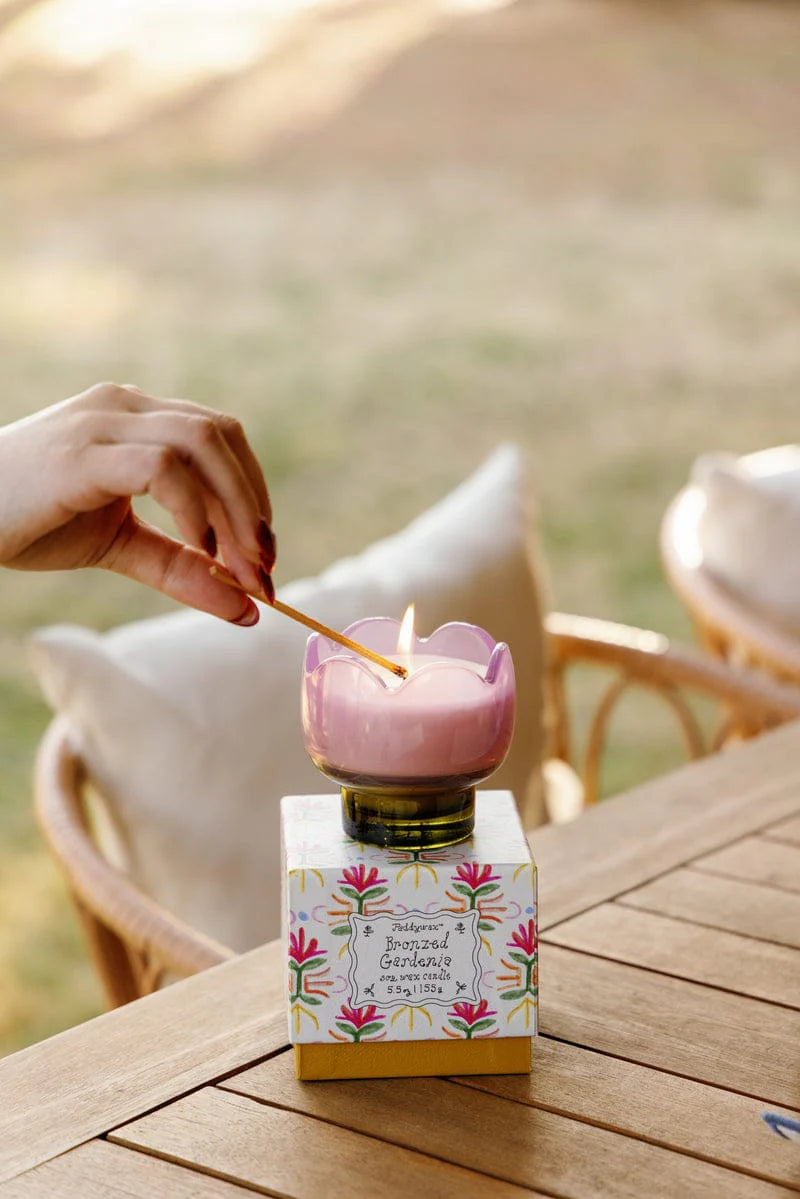 Glass Tulip Candle | Bronzed Gardenia