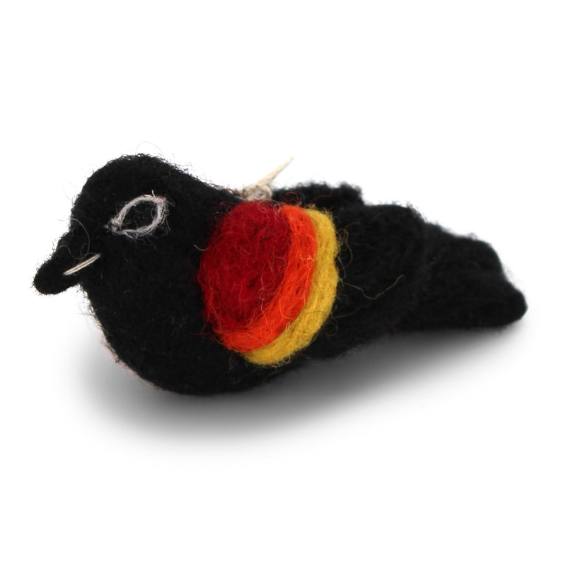 Felt Red-Winged Blackbird Ornament