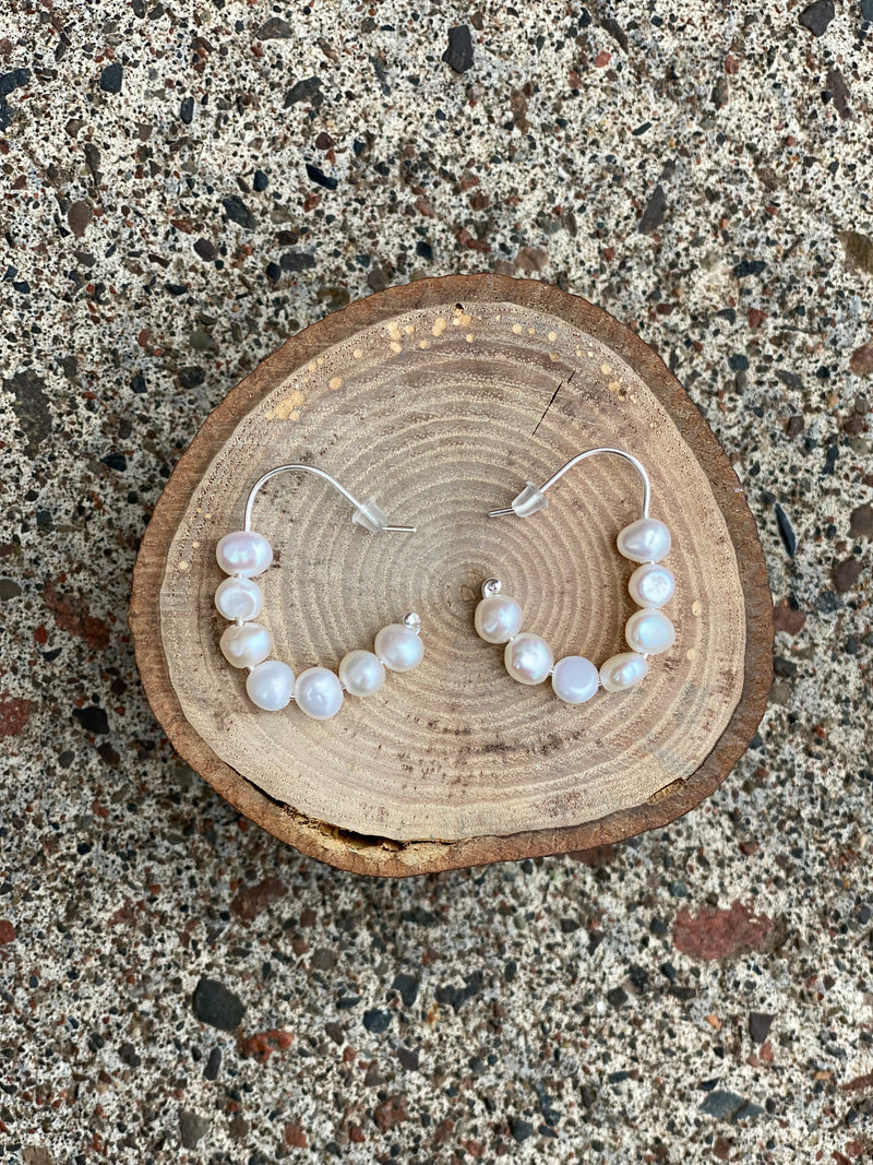 Cream Pearl Mini Hoop Earrings