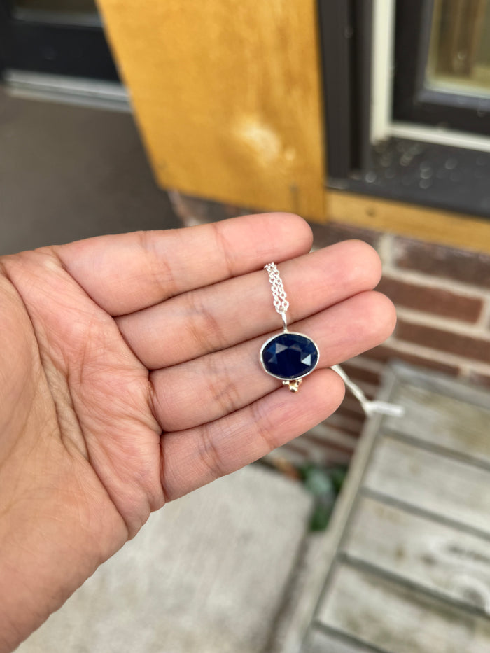 Rose Cut Blue Sapphire Necklace 20”