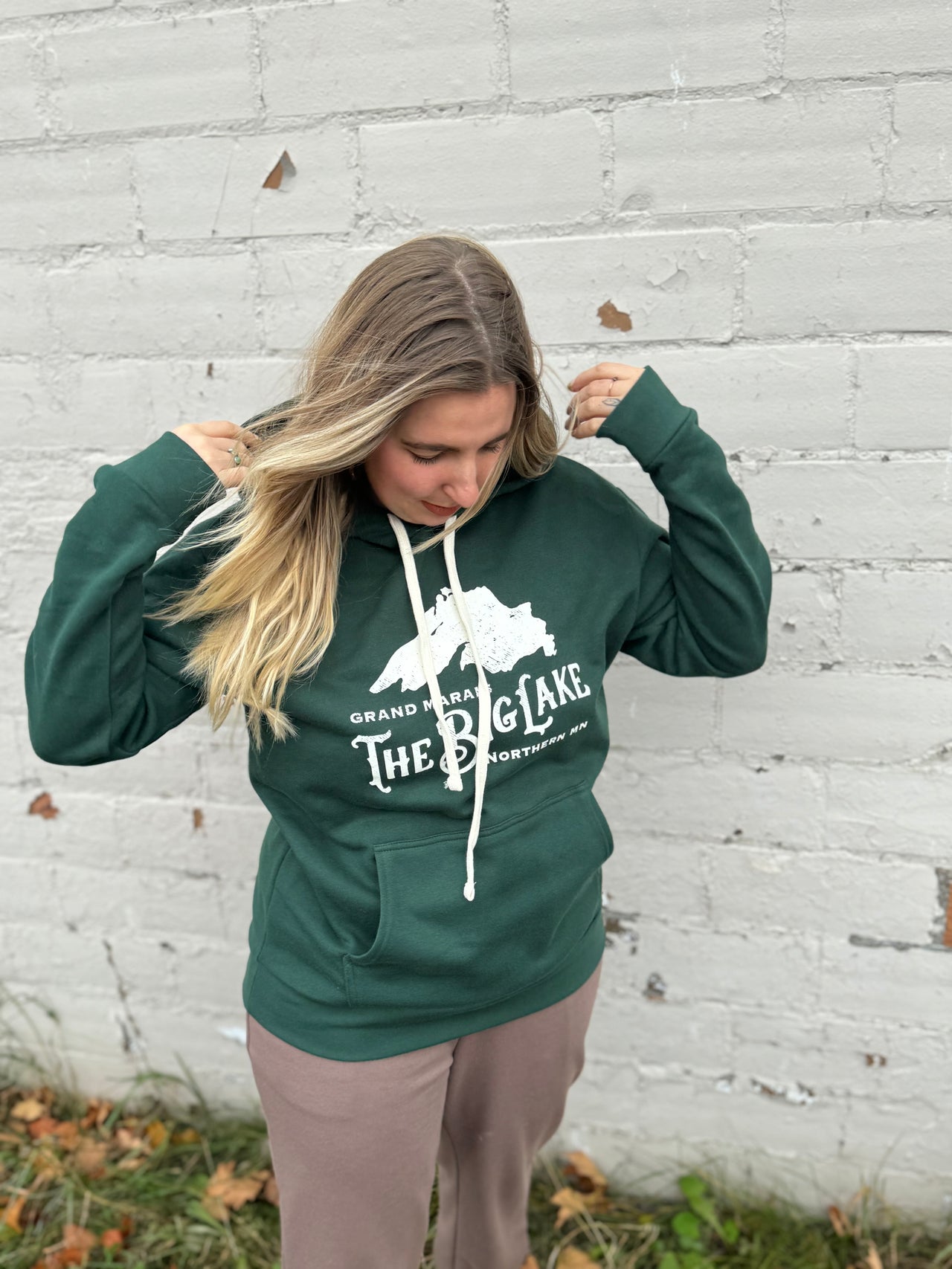 Green The Big Lake Hoodie Sweatshirt