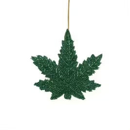 Beaded Marijuana Leaf Ornament