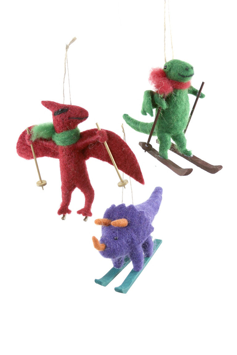 Skiing Dinosaurs Ornament