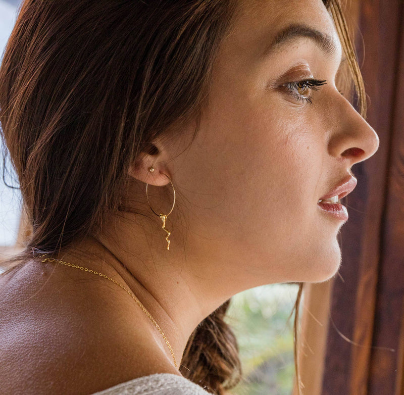 1" 14k Gold Serpent Hoop Earrings