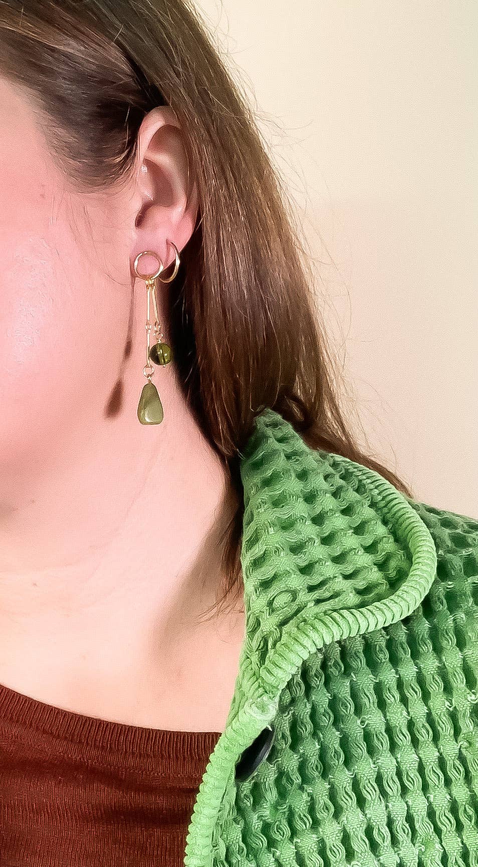 Wyoming Jade + Olive Glass Swing Earrings