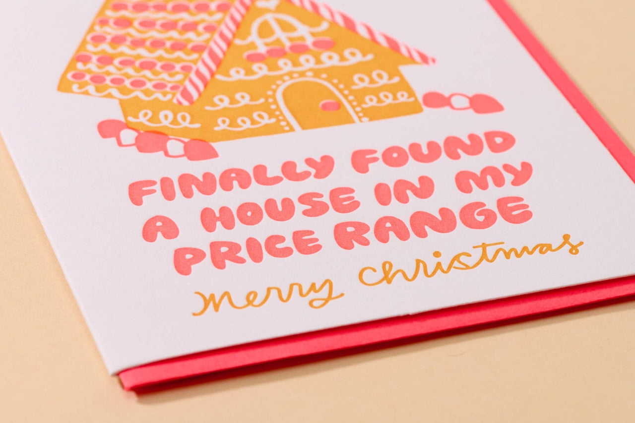 Affordable Ginger Bread House Letterpress Card - Holiday Christmas Millennial - Made in USA