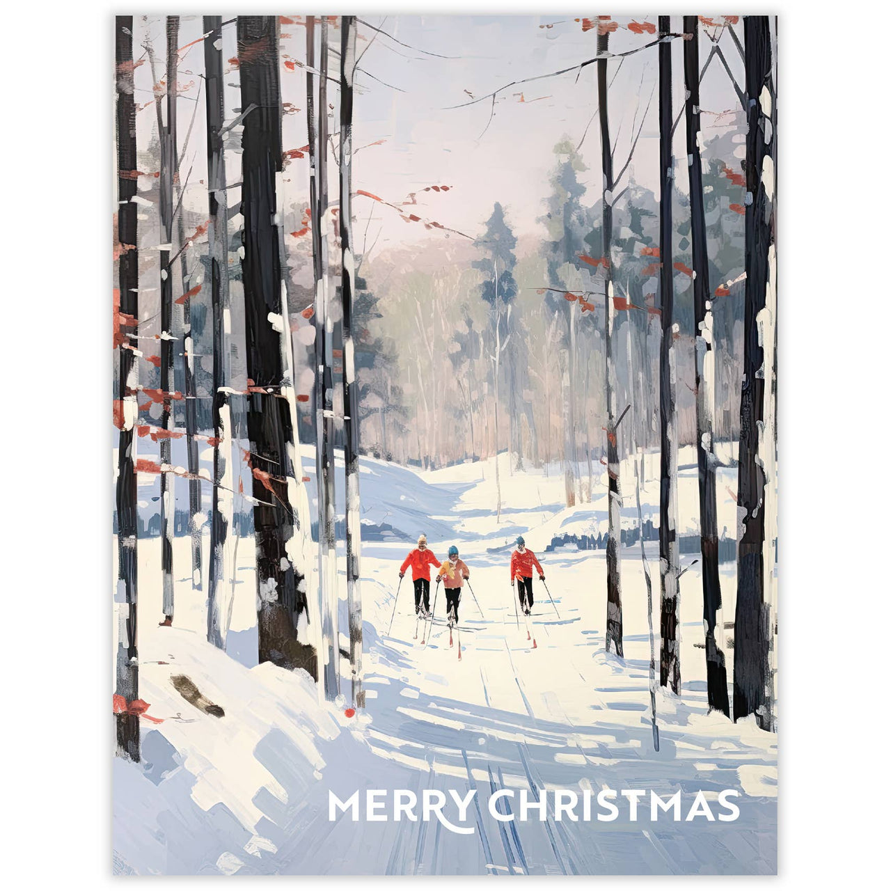 Snow Day Skiing Christmas Card