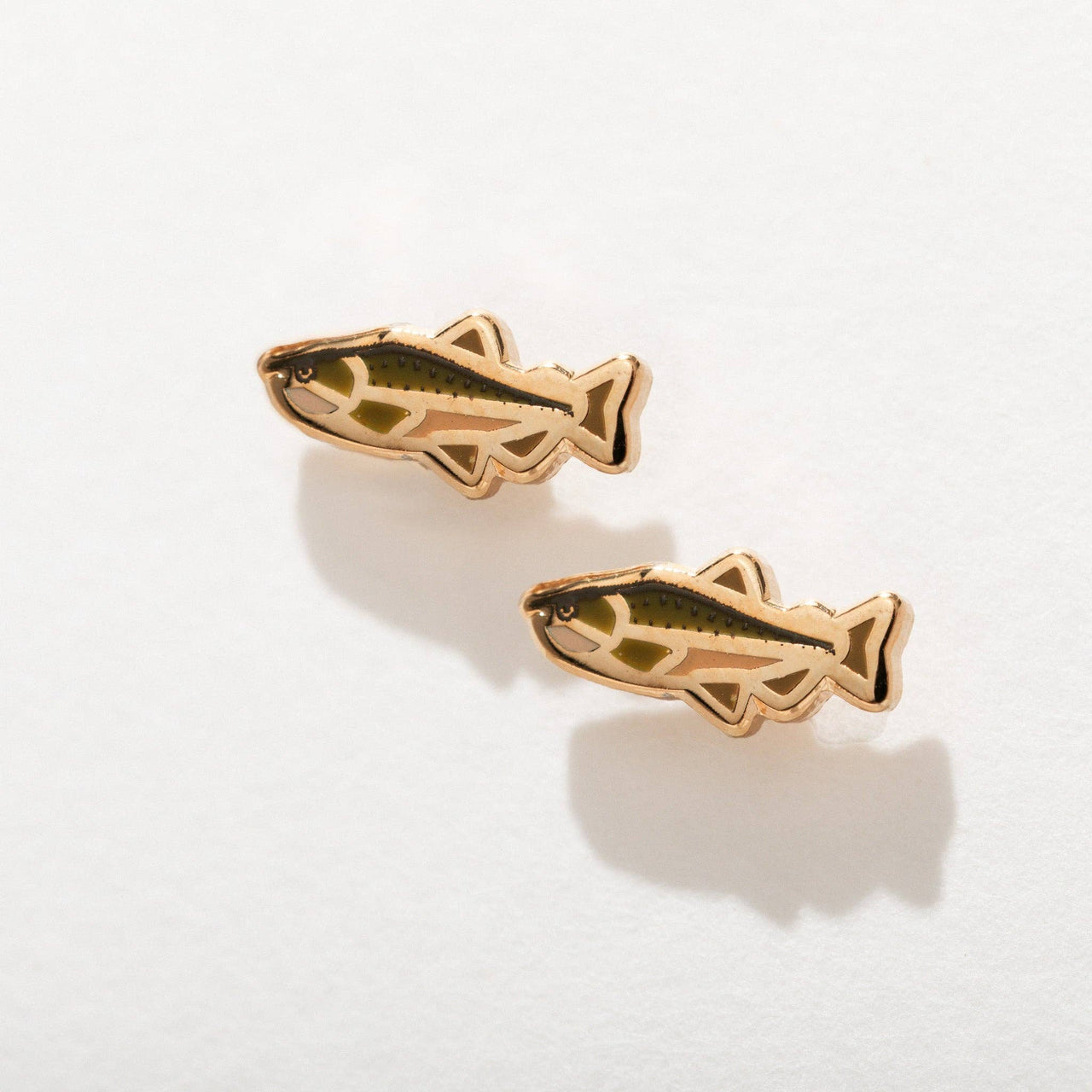 Salmon Enamel Fish Stud Earrings
