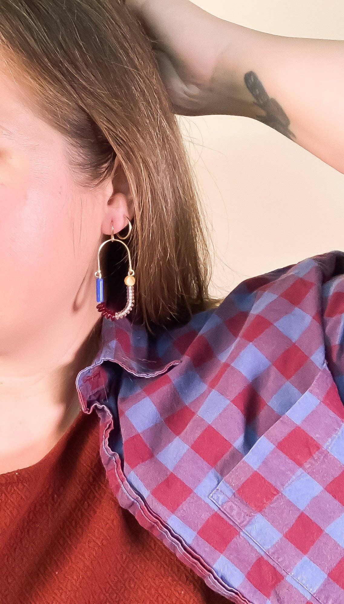 Balance Earrings- Yellow Jasper, Periwinkle, + Oxblood