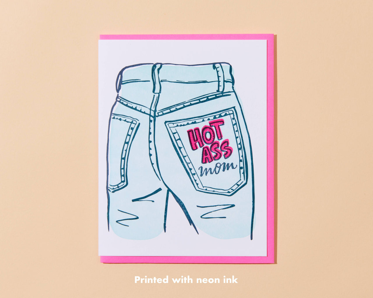 Mom Jeans Letterpress Greeting Card - Mother's Day, new mom