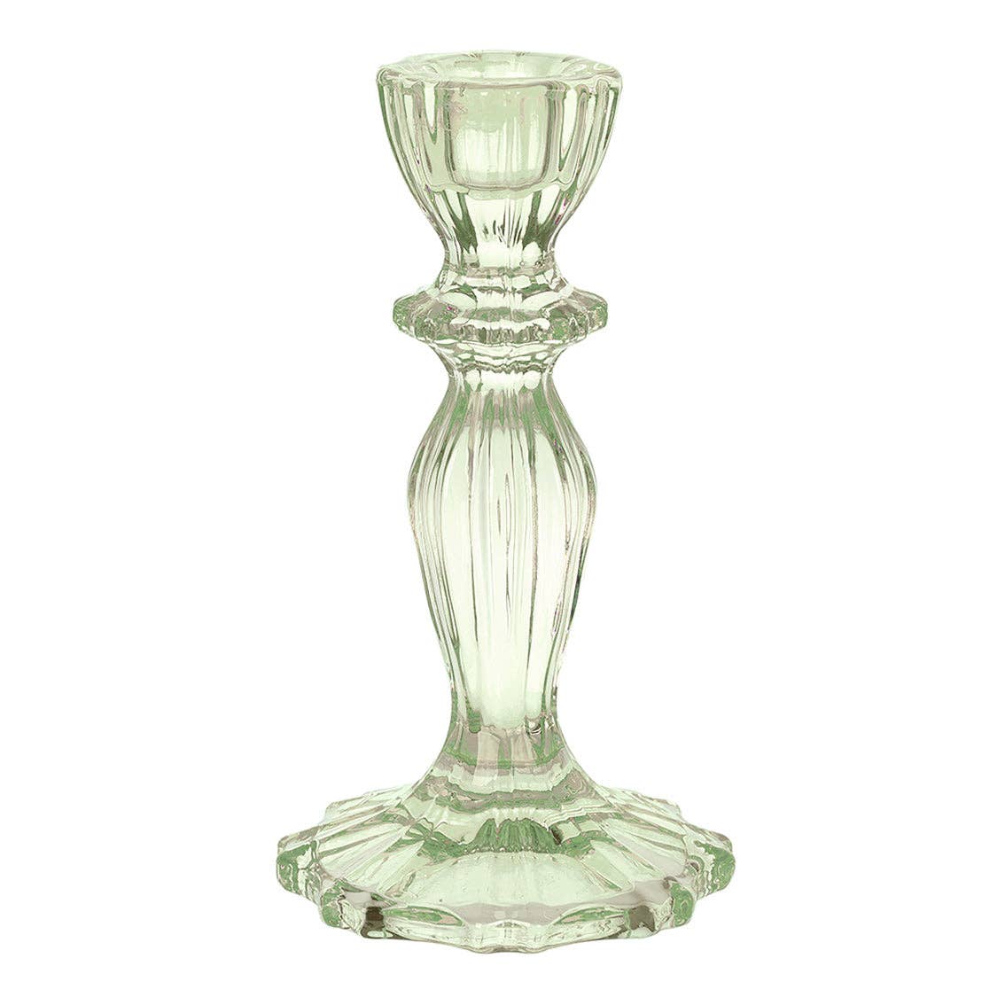 Green Glass Candle Holder | Valentines Decor |