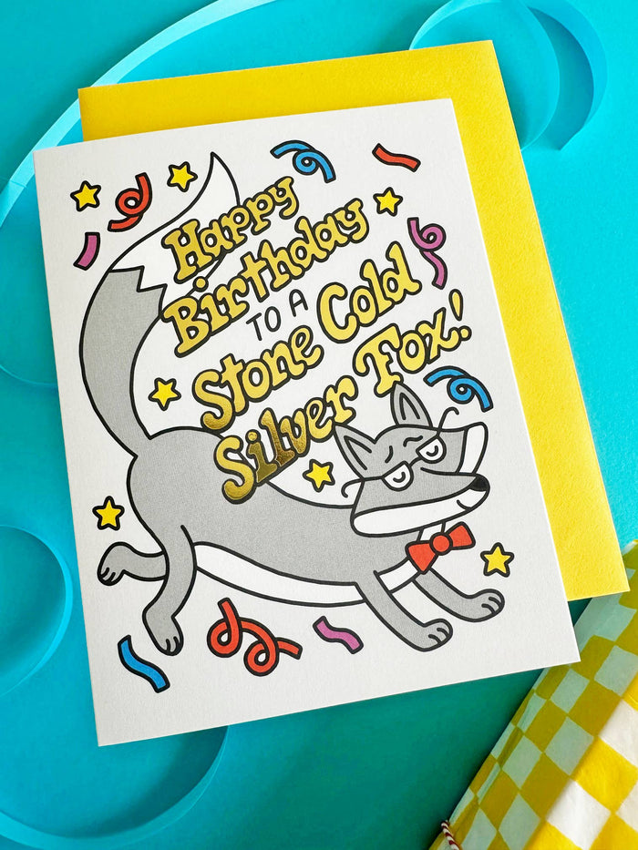 Silver Fox Birthday Card