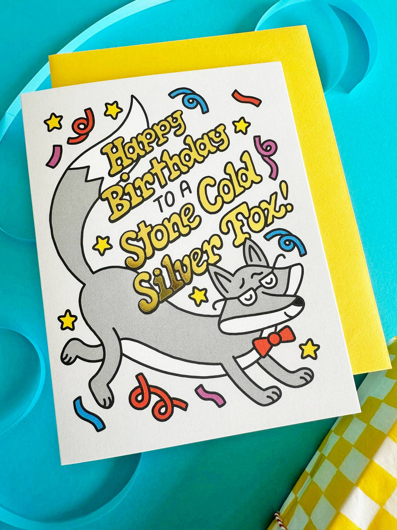 Silver Fox Birthday Card