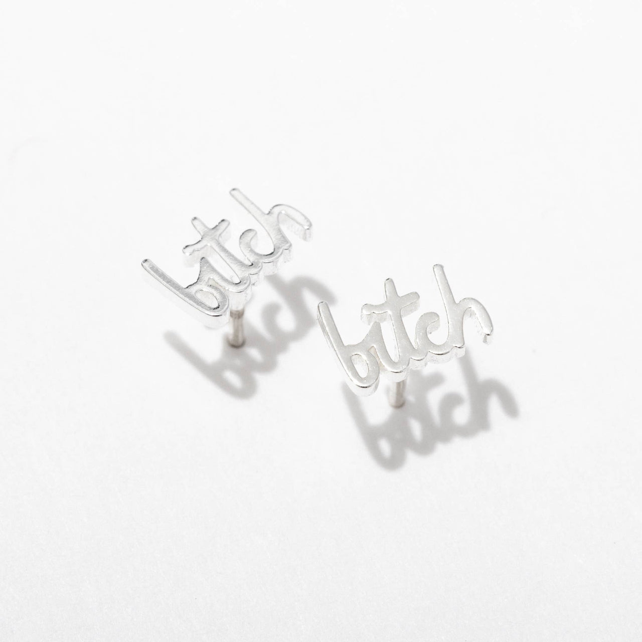 Bitch Swear Stud Earrings - Sterling Silver or Gold Plated