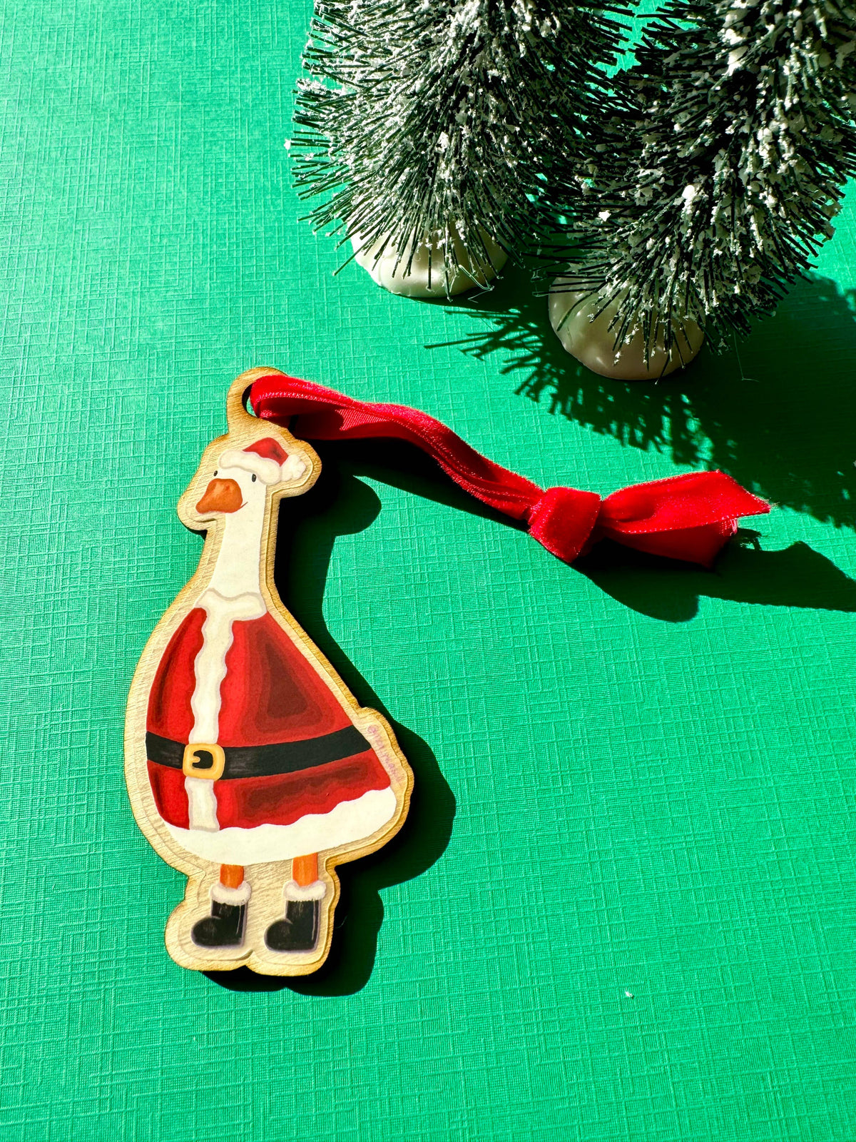 Holly Goose Wooden Ornament