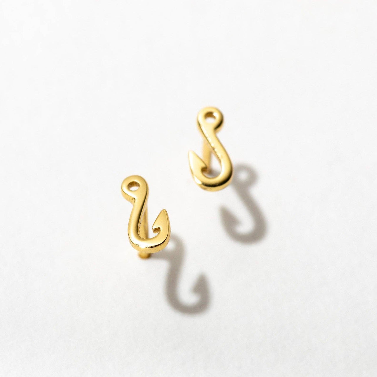 10k Gold Plated Fish Hook Stud Earrings - New 🎉