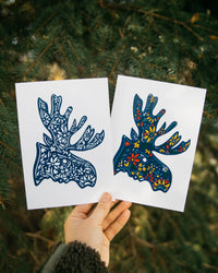 Floral Nordic Moose Wall Art