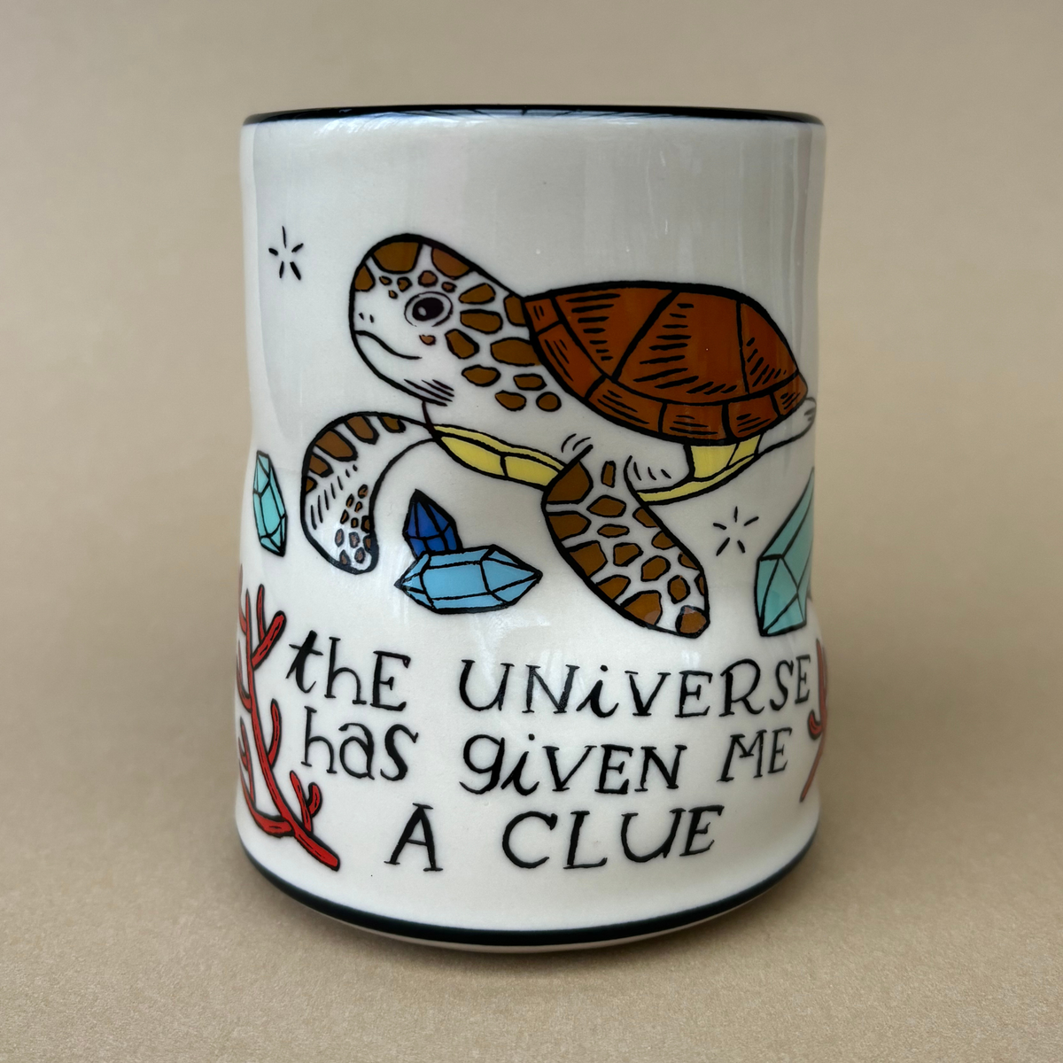 Lucky Sea Turtle Cup - XLarge Ceramic Mug - Summer Beach
