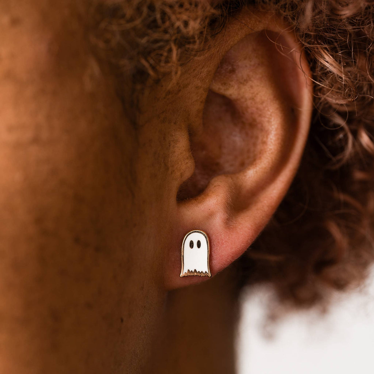 Ghost Enamel Stud Earrings
