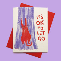 It's OK To Let Go Cat - Risograph Card