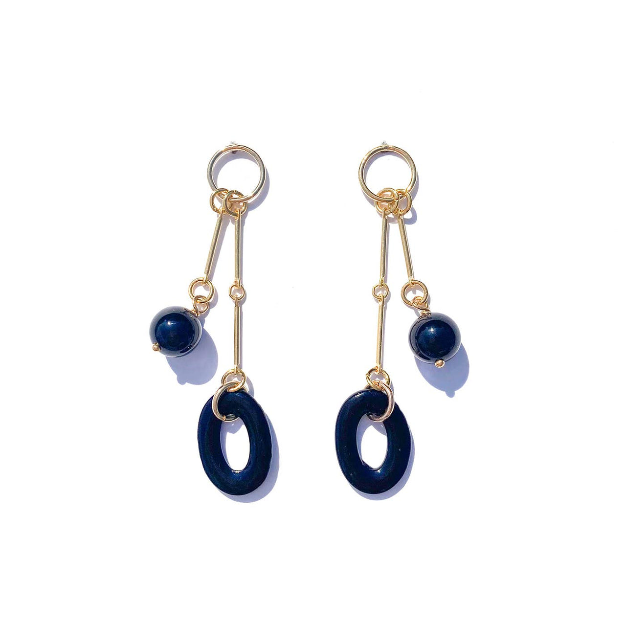 Onyx+ Black Glass Swing Earrings