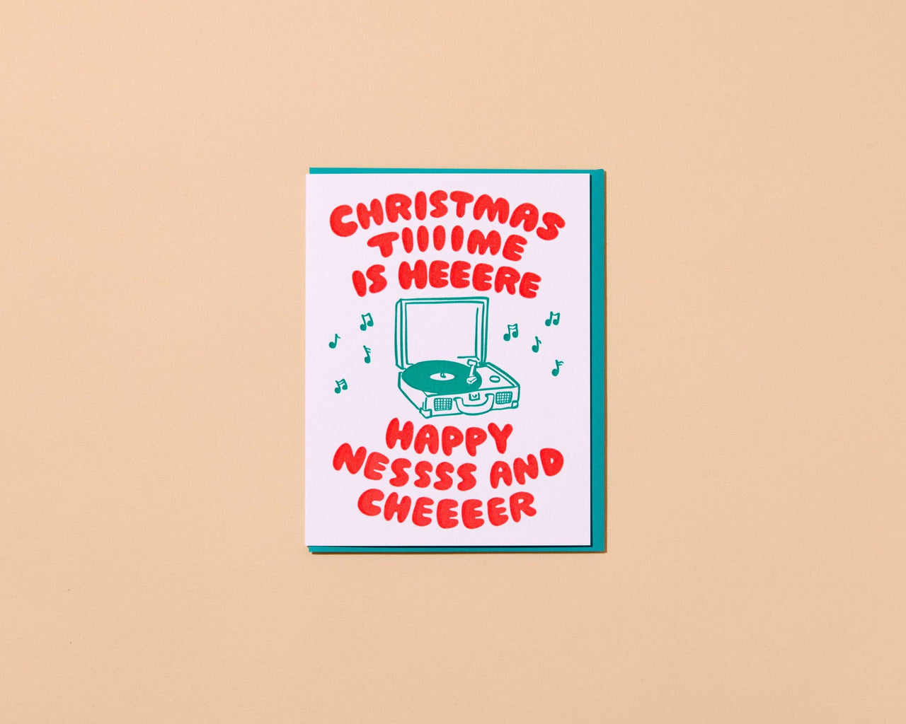 Christmas Time Vintage Feel Letterpress Christmas Card - Made in USA
