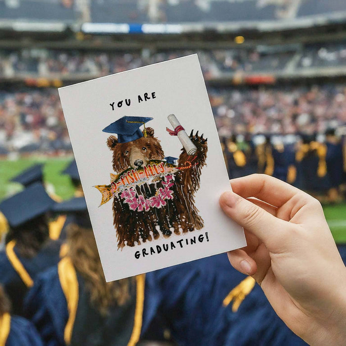 Bear Fish Grad - Funny Graduation Card