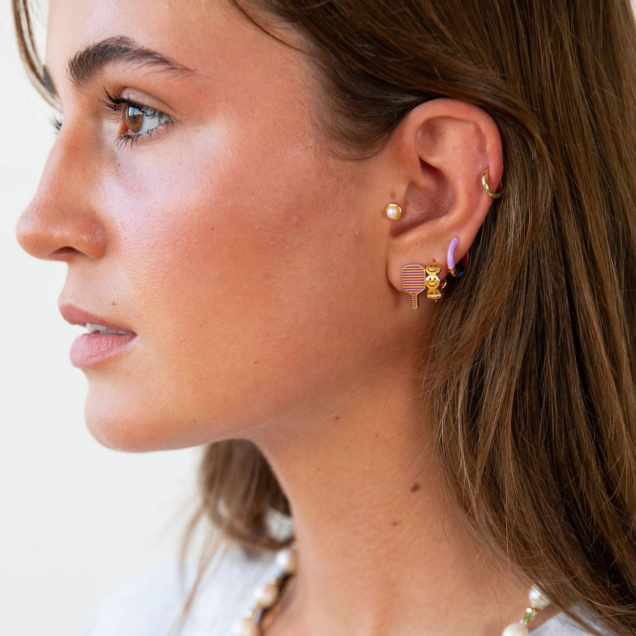 Two Tone Enamel Huggie Hoop Earrings