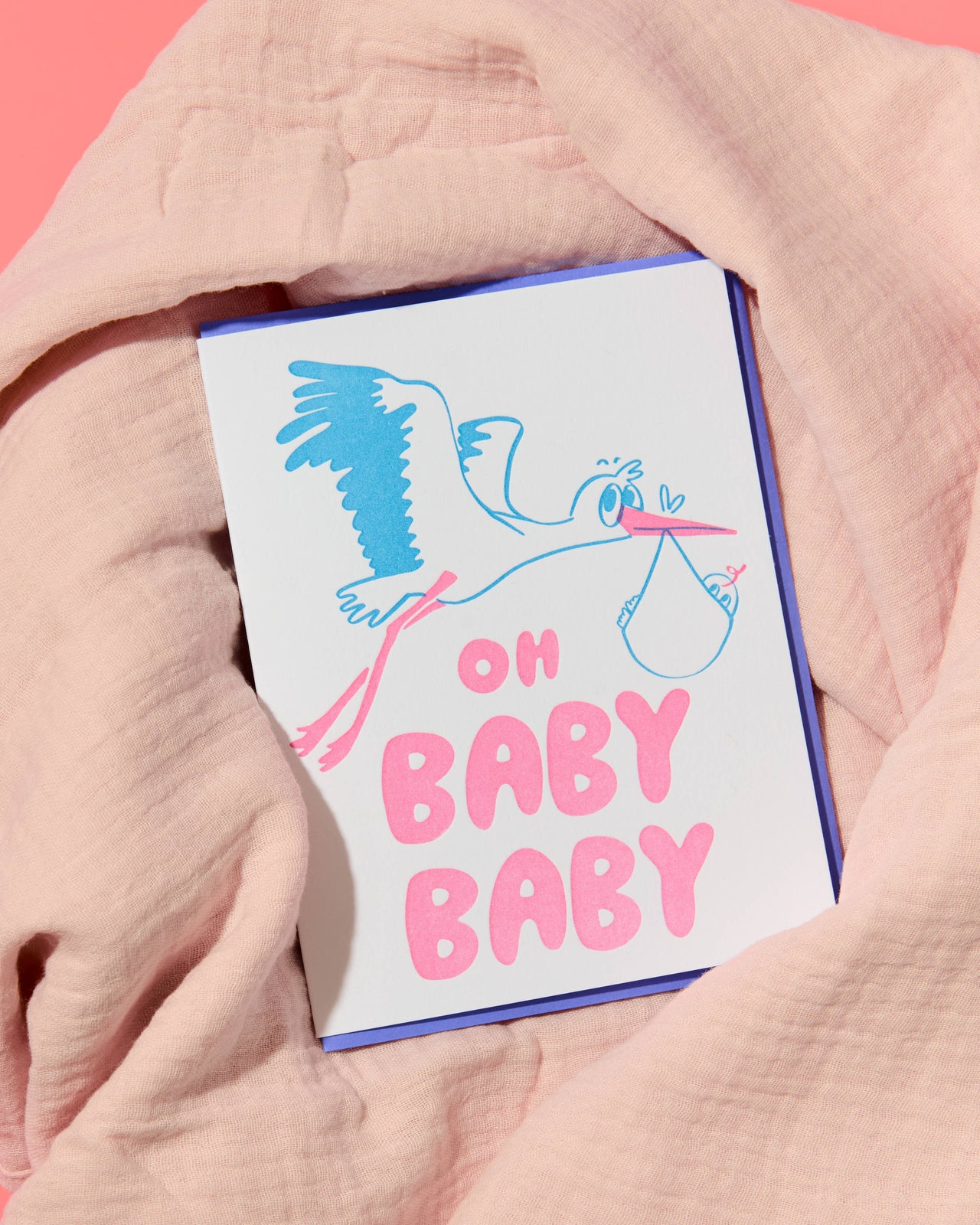 Oh Baby Baby Stork Letterpress BabyCard Love Card- Made in USA