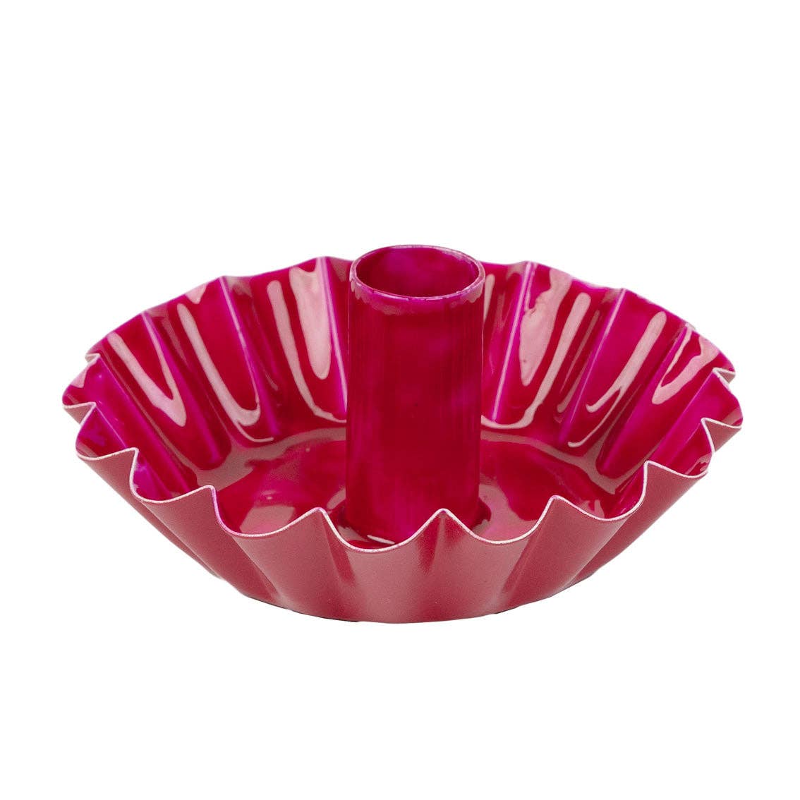 Pink Scalloped Metal Candle Holder