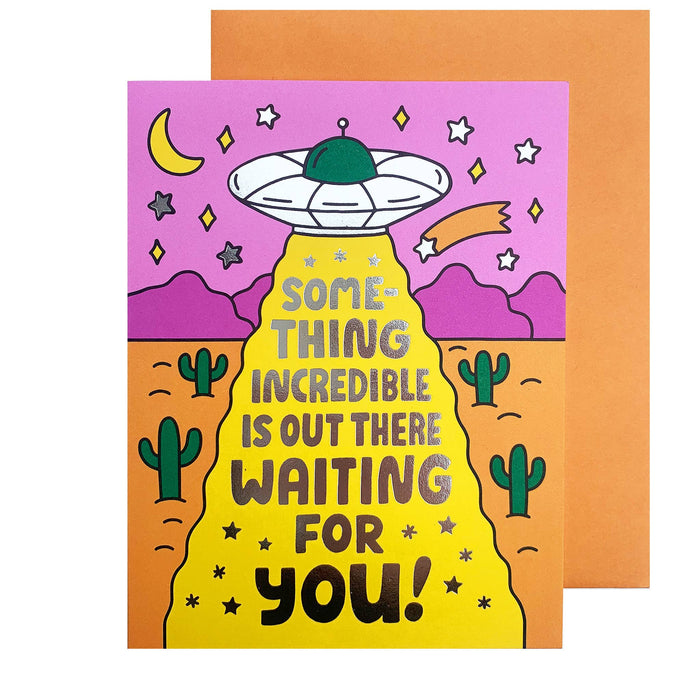 Something Incredible Spaceship Graduation Card