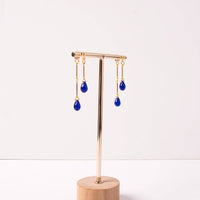 Cobalt Glass Double Drop Earrings