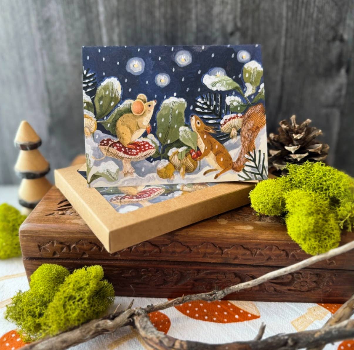 Mushroom Snow Holiday Cards (Boxed Card Set)
