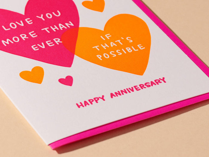 More Than Ever Hearts Anniversary Letterpress Greeting Card