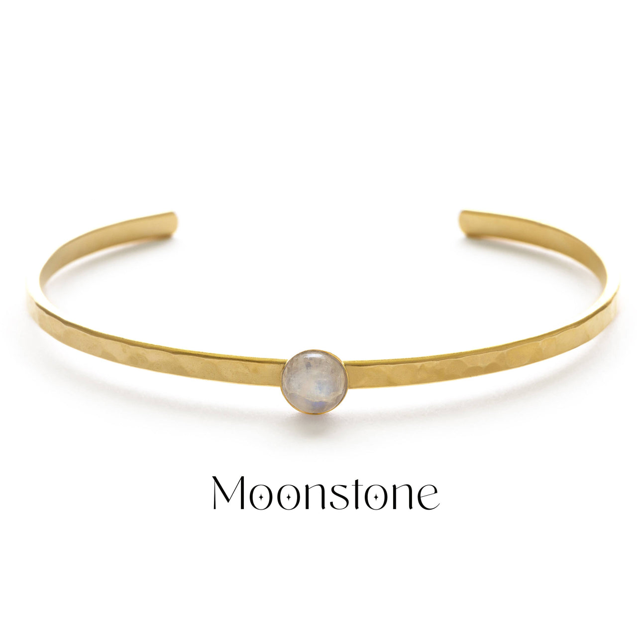6mm Moonstone Hammered Cuff Bracelet