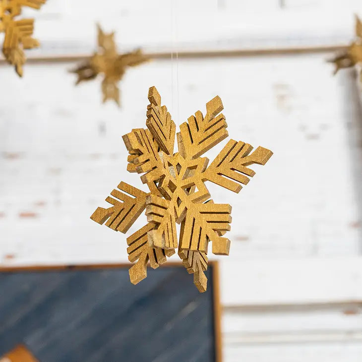 Gold Wood Snowflake