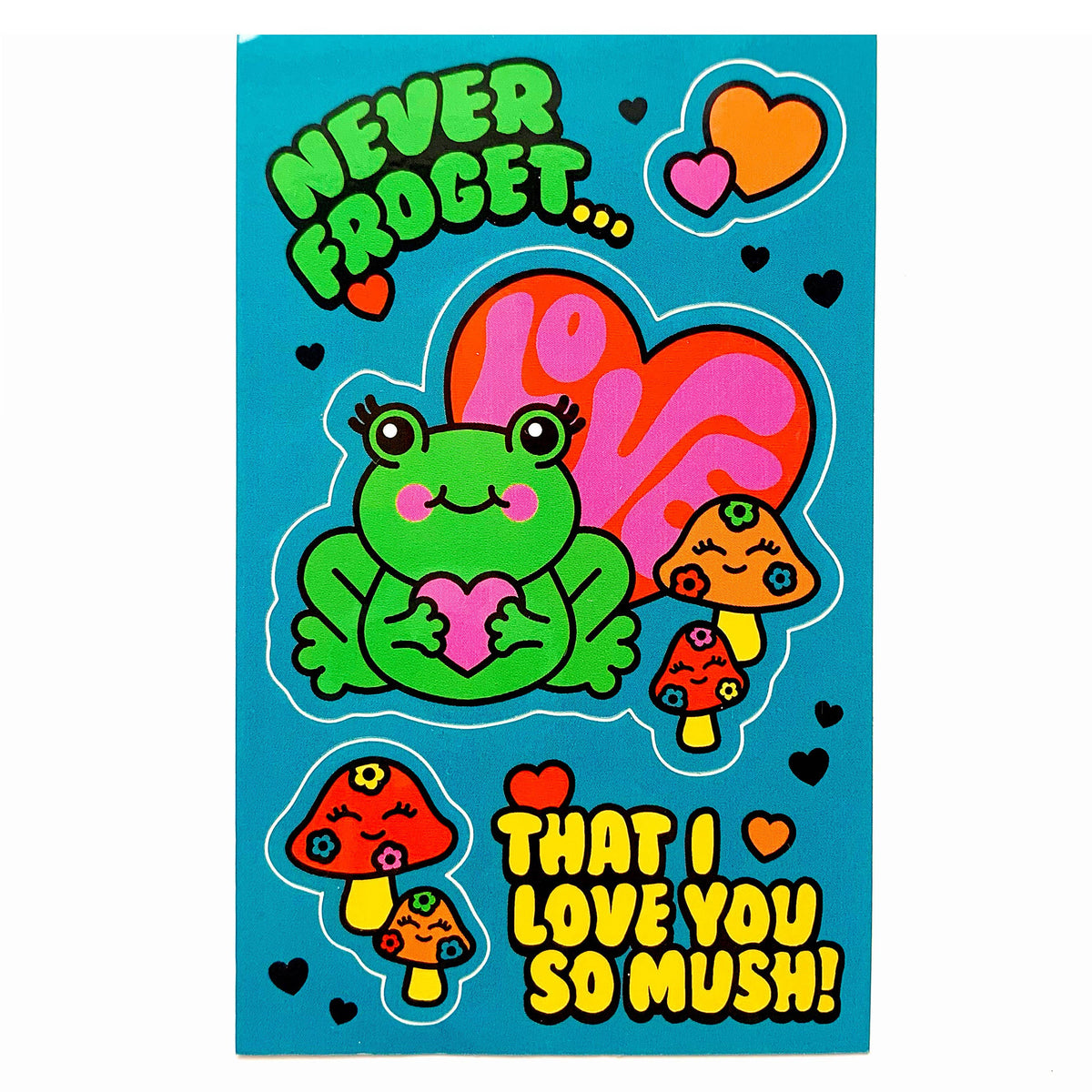 Frog Mushroom Valentine's Day Vinyl Sticker Card