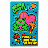 Frog Mushroom Valentine's Day Vinyl Sticker Card