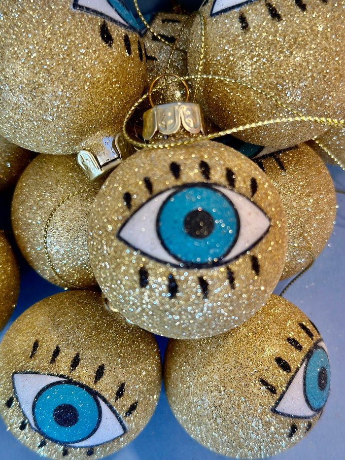 Gold Glitter Eye Ornament