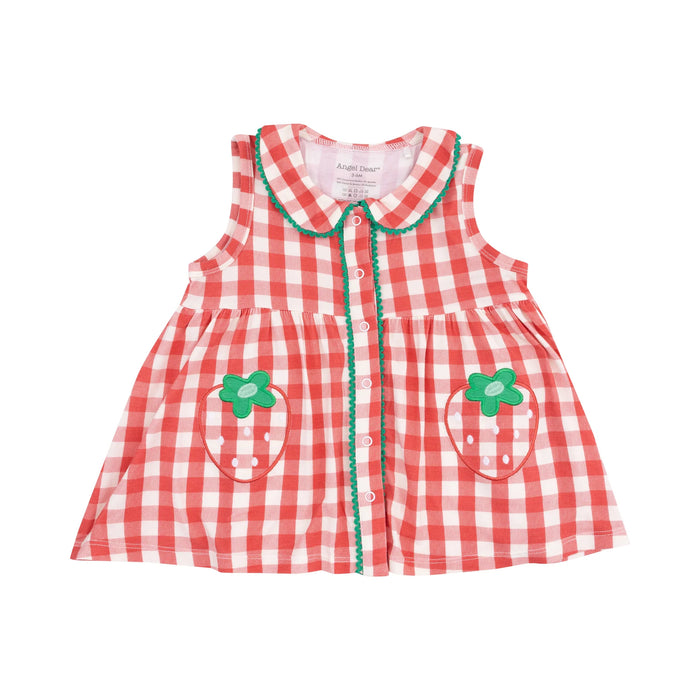 Strawberry Gingham | Peter Pan Button Front Dress
