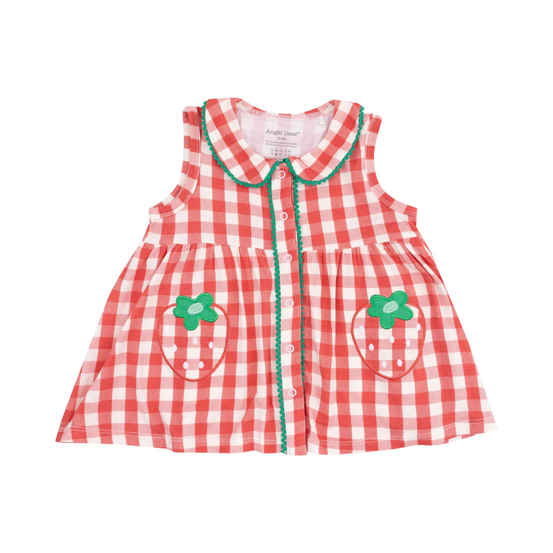 Strawberry Gingham | Peter Pan Button Front Dress