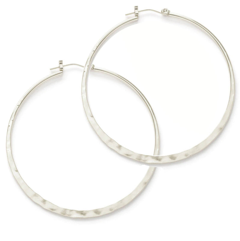 2” Hammered Hoops: Sterling Silver or 14K Gold