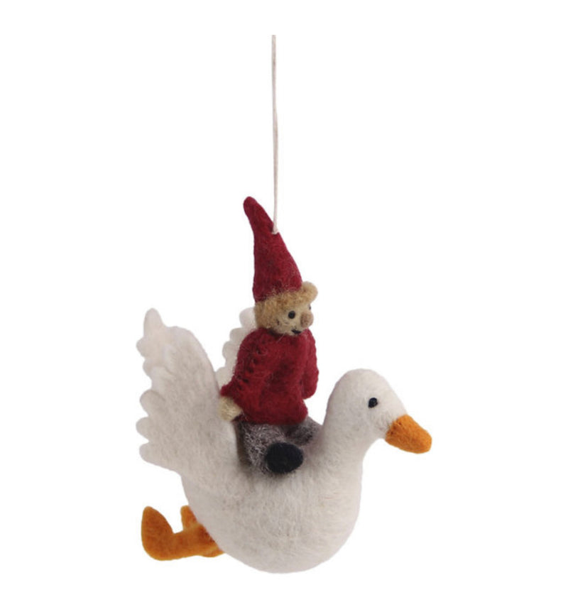 Felt Pixie on Goose Ornament
