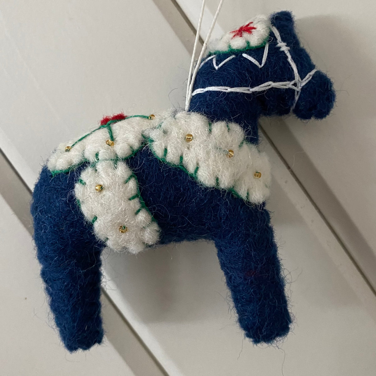 Felt Dala Horse Ornament (Blue)