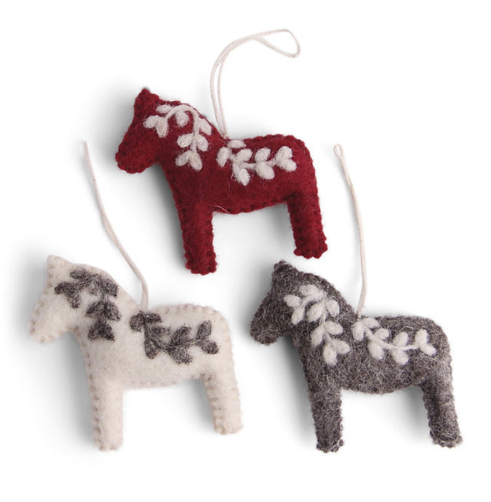 Felt Dala Horse Ornament: Classic, Set of 3