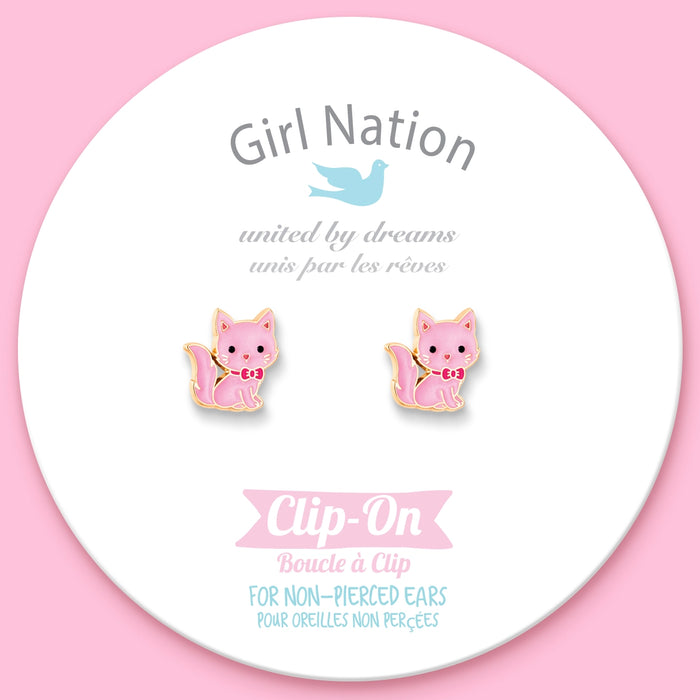 Pink Kitty | Clip On Cutie Earrings