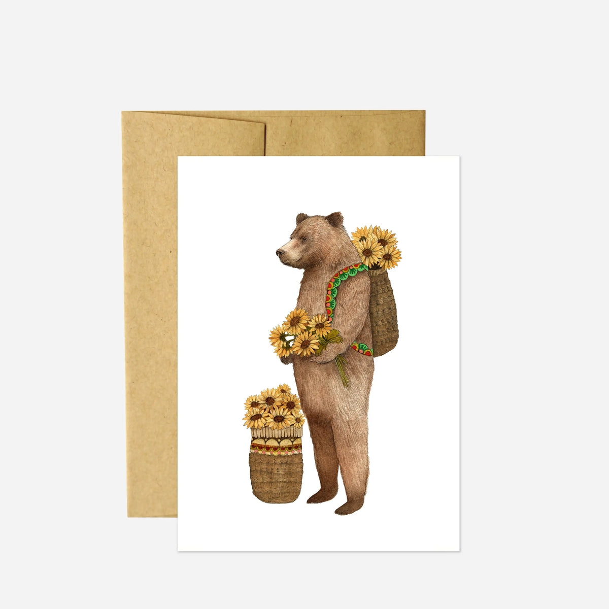 Flower Messenger Bear Card